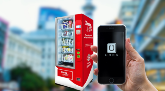 SOS Xmas vending machine and an Uber app.