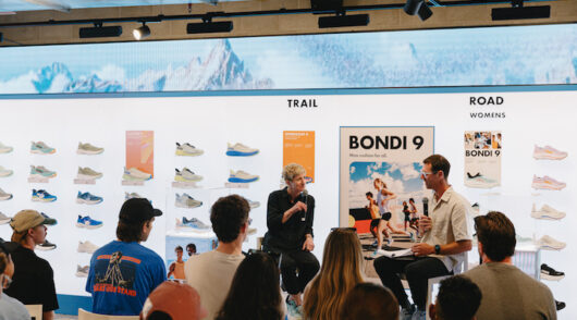 Hoka President Robin Green talking about the Bondi 9