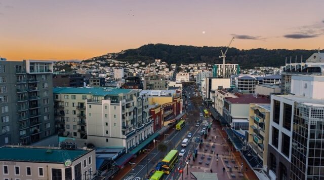 aerial photo of Courtenay Place in Wellington