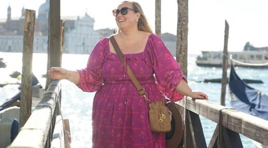 woman wearing pink dress