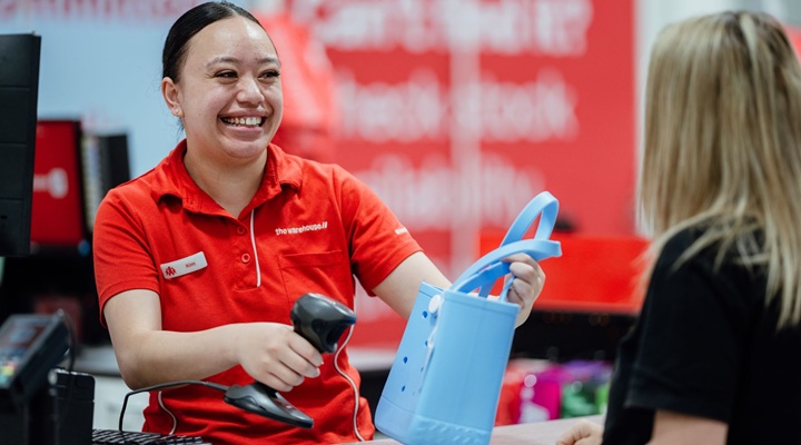 the warehouse cashier and a customer