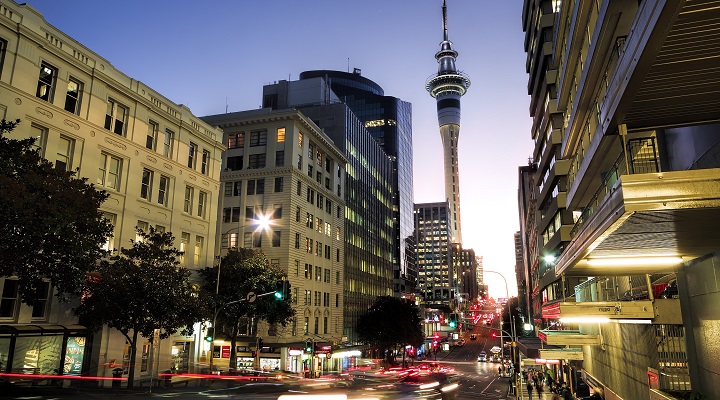 Downtown Auckland at night