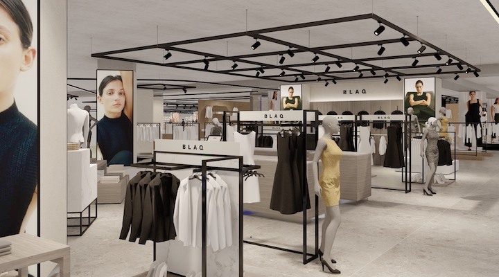 Rendered image of Myer's Blaq brand store layout.
