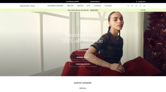 sale ad on Michael Hill website