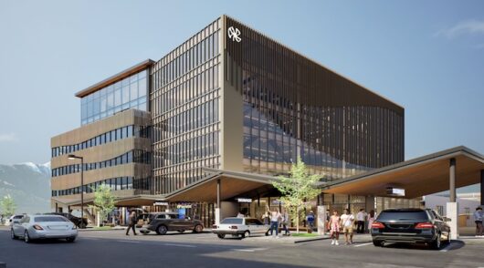 Artist impression of the new Murchison Tower retail and business centre planned for Five Mile Queenstown