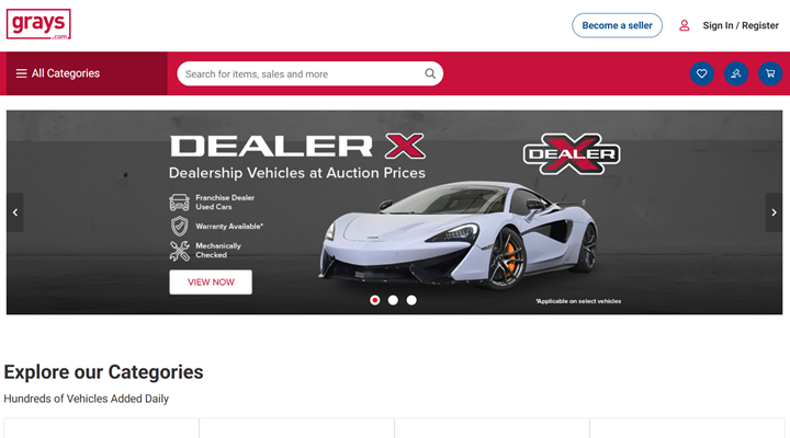 Grays website screenshot