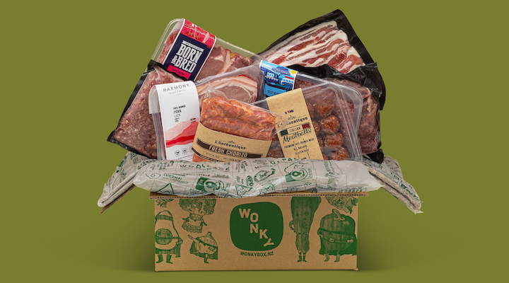 Image of groceries in box.