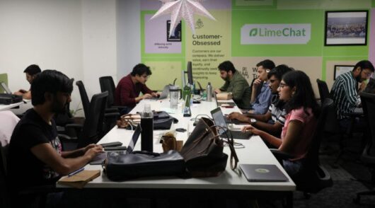 Workers in LimeChat's office in Bengaluru, India.