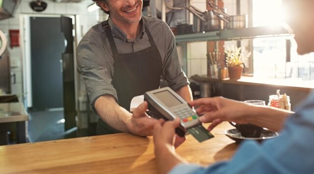 customer pays with card