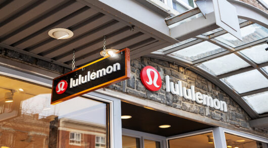 Image of Lululemon logo outside store.