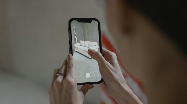 Person using AR technology through phone