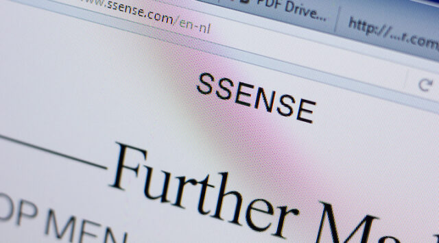 A computer screen showcasing a searchtab from Ssense.