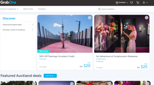 screenshot of GrabOne site