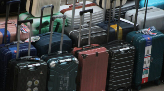 Colourful luggage on display
