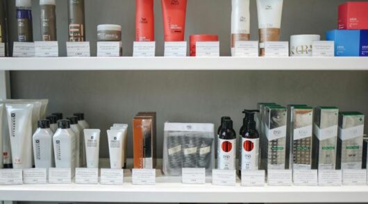 Haircare products on retail shelf