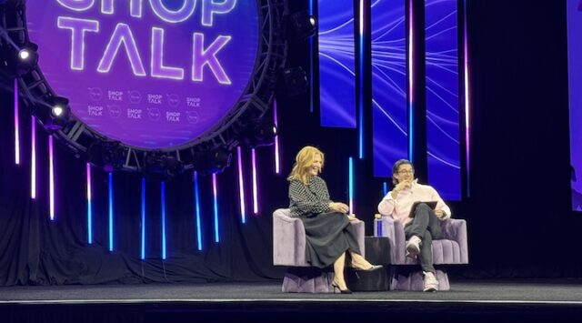 Victoria’s Secret CEO, Hillary Super, on stage at Shoptalk Vegas.