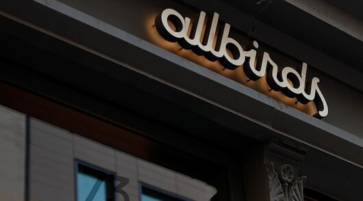 The Allbirds flagship store sign is seen in Manhattan, New York City