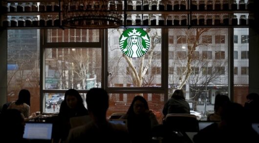 A Starbucks logo is seen at a Starbucks coffee shop in Seoul