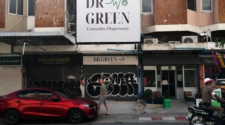Closed cannabis dispensary in Thailand.