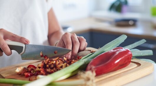 cooking in kitchen