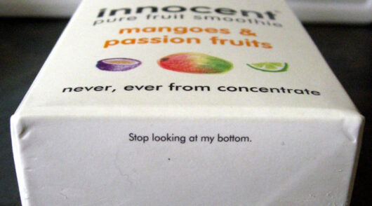 Innocent carton packaging joke.