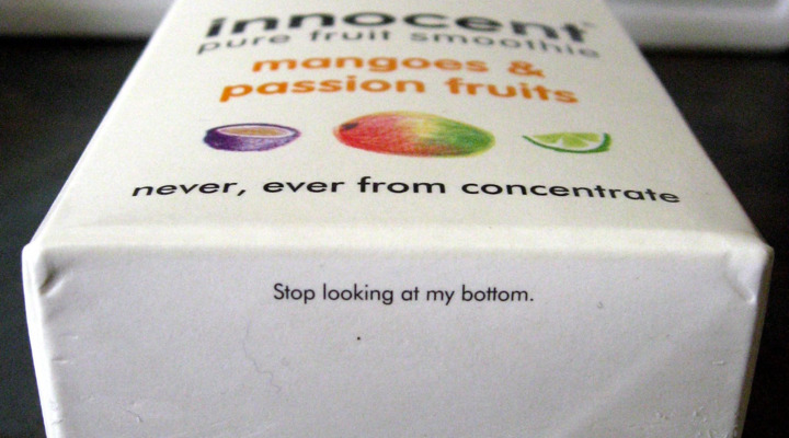 Innocent carton packaging joke.