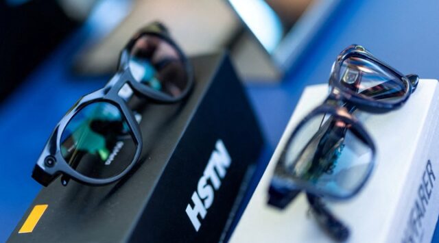 Meta smart glasses on display.